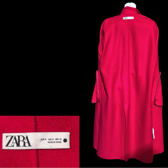 ZARA HOT PINK Wrap Coat S M - Picture 8 of 11